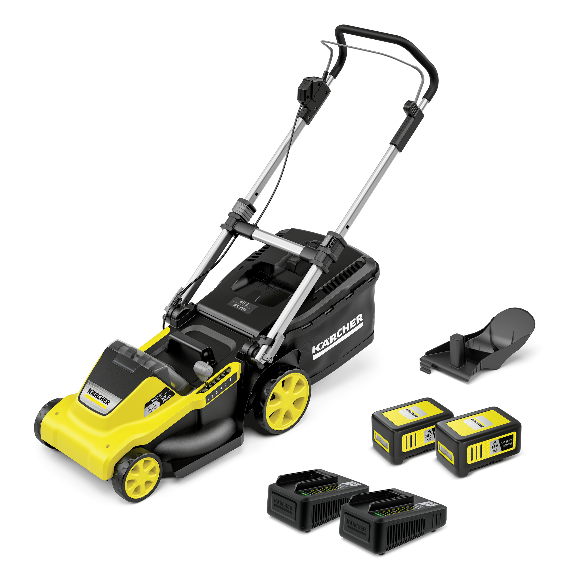 Das Bild zeigt das Produkt Kärcher Akku-Rasenmäher LMO 5-18 Dual Battery Set *EU.