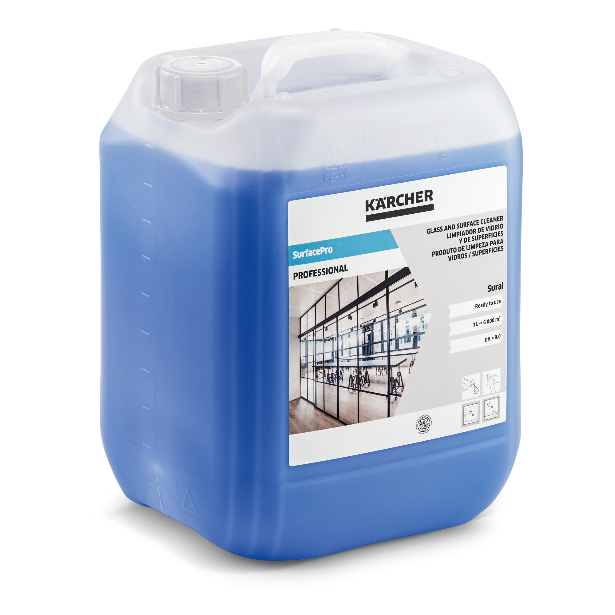 Das Bild zeigt das Produkt Kärcher SurfacePro Glas- und Oberflächenreiniger Sural 10 l.