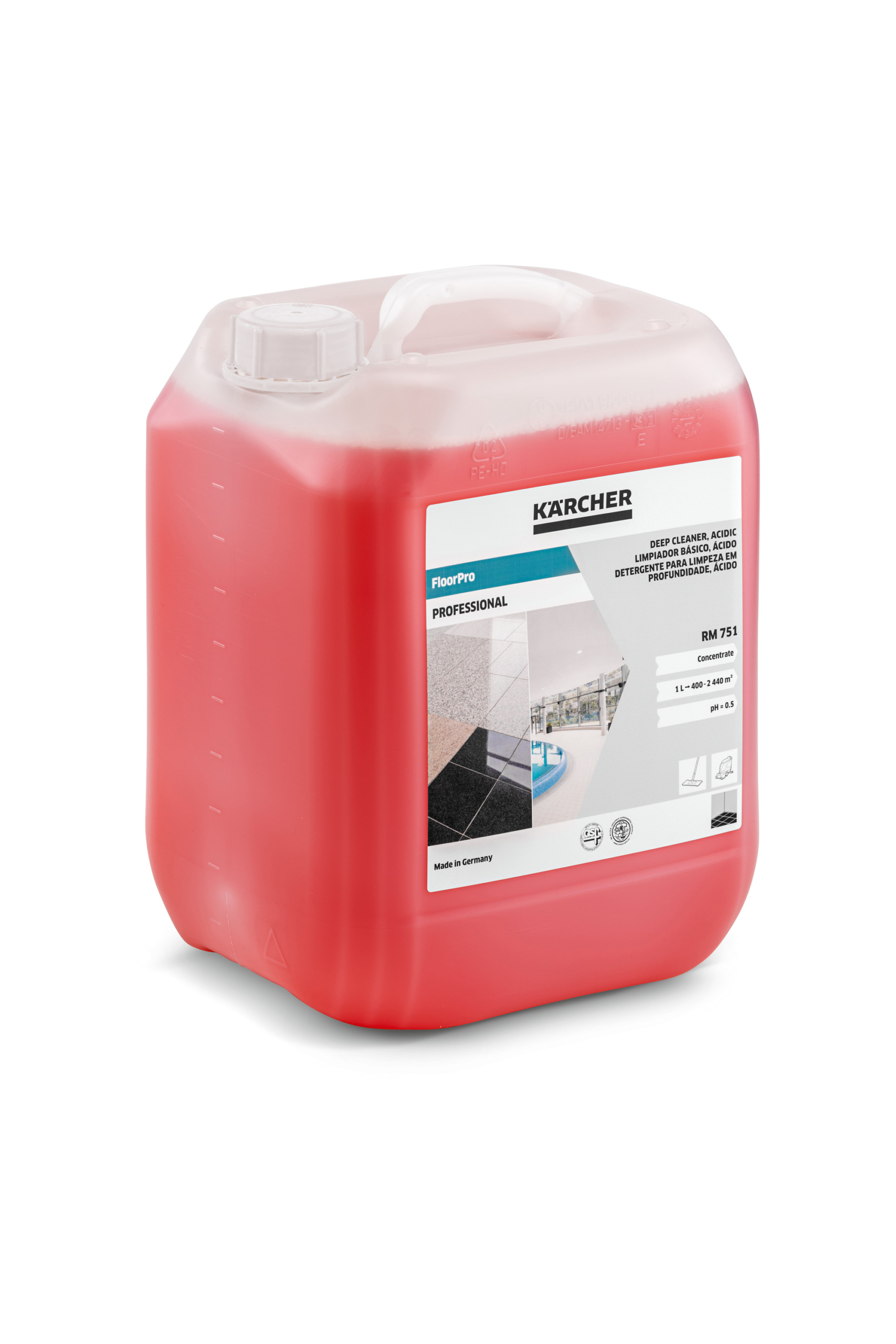 Das Bild zeigt das Produkt Kärcher Bodengrundreiniger, sauer RM 751  10 l.